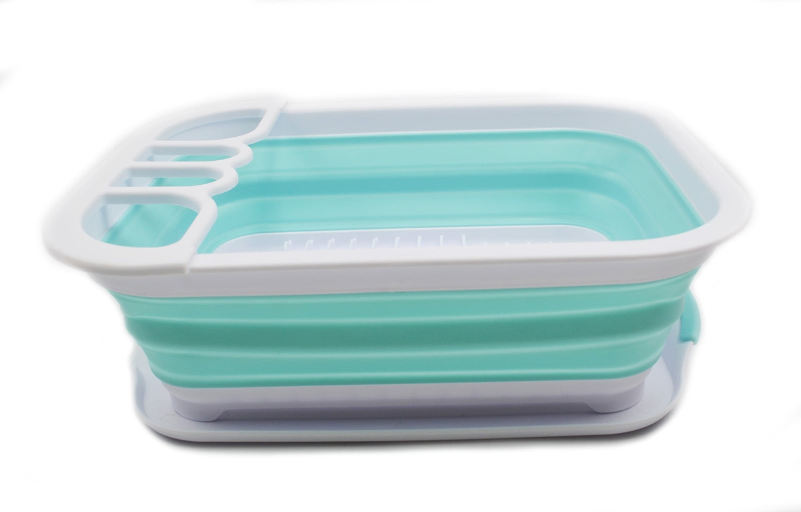 SAMMART 7.5L (2 gallons) Collapsible Dish Drainer with Drainer Board - Foldable Drying Rack Set - Portable Dinnerware Organizer - Space Saving Kitchen Storage Tray