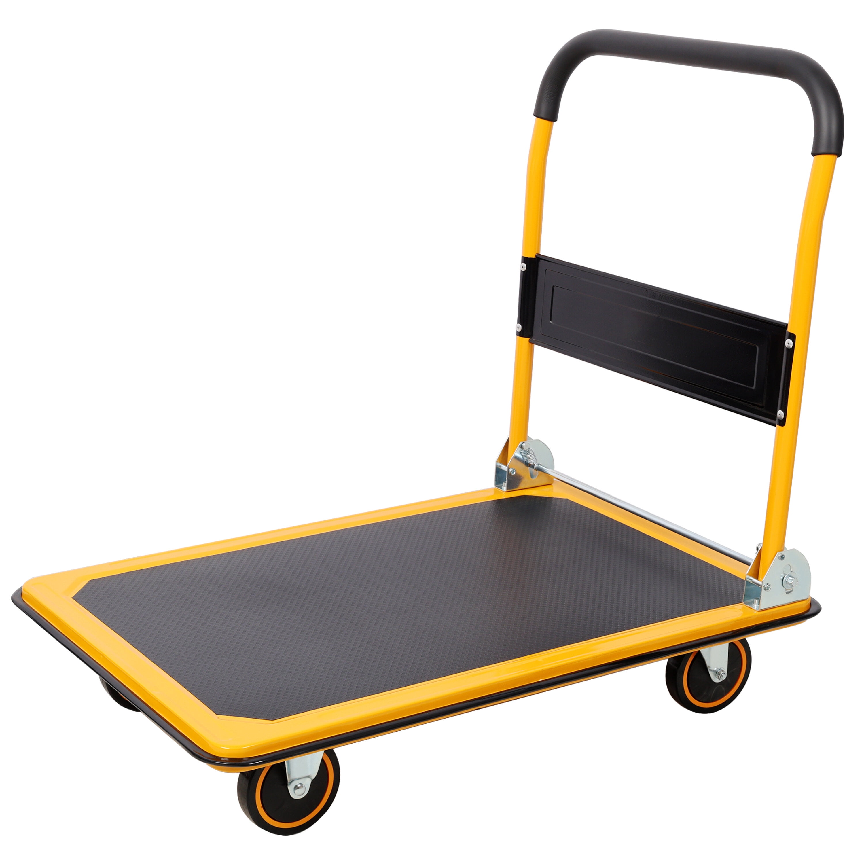 Hand Truck Foldable Platform Truck Push Dolly 330 lb. Weight Capacity Black and Yellow,Appliance Dolly