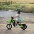 thumbnail image 6 of Lumiparty 24V Electric Off-Road Motorcycle, 250W Motor 13.6MPH Fast Speed Motocross Dirt Bike, Twist Grip Throttle, Metal Suspension, Air-Filled Tires, for Kids Teens Age 8+, Green, 6 of 8