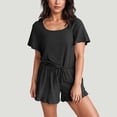 thumbnail image 2 of Tqyyweavej Womens Pajamas 2 Piece Outfits Short Sleeve Sleepwear Loungewear Soft Pajamas Set Casual Lounge Sets, 2 of 6