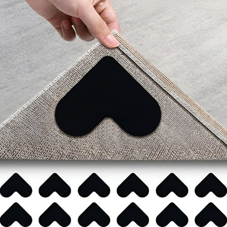 LAMIRO 12 Pack Rug Gripper,Double Sided Non-Slip Rug Pads Rug Tape Stickers Washable Area Rug Pad Carpet Tape Corner Side Gripper for Hardwood Floors and Tile