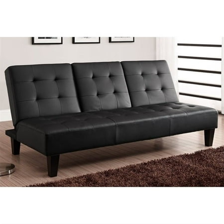 DHP Julia Convertible Futon with Drink Holder in Black Faux Leather ...