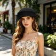 thumbnail image 4 of AJKHSAHDFJ Beret Hats For Hand Woven Church Hat Elegant Hat Artist Painter Hats For Summer Wedding Parties,Blue,7.28,Hat, 4 of 5