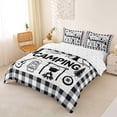 thumbnail image 2 of Catabedysis Plaid Camping Bedding,Sketch Print Duvet Cover Full For Boys,Multicolor,Reversible,3-Piece,1 Duvet Cover and 2 Pillowcases, 2 of 6