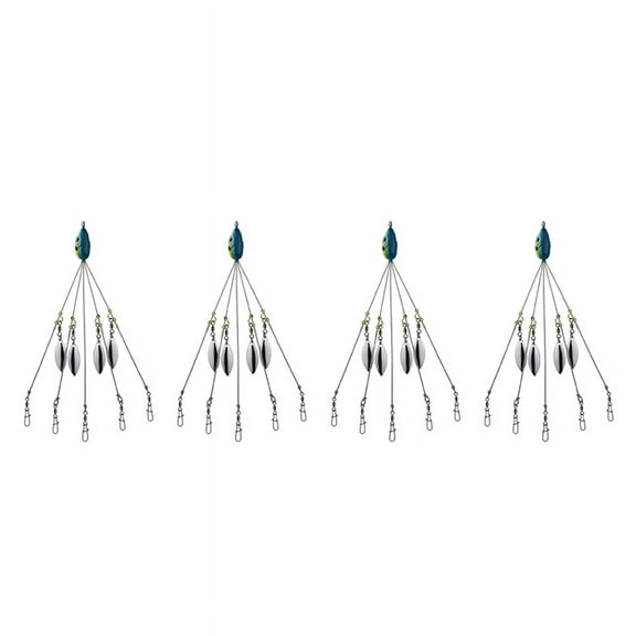 4X Umbrella Rigs for Bass Stripers Fishing, Freshwater Fishing Swimbait Lures Rig Kit, Blue