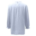thumbnail image 5 of tklpehg Women Fall Fashion 2022 Casual Long Sleeve Chiffon Tops Solid Color Trendy Tops Dressy Casual Loose Comfy Blouse Lightweight Crewneck Light Blue S, 5 of 6