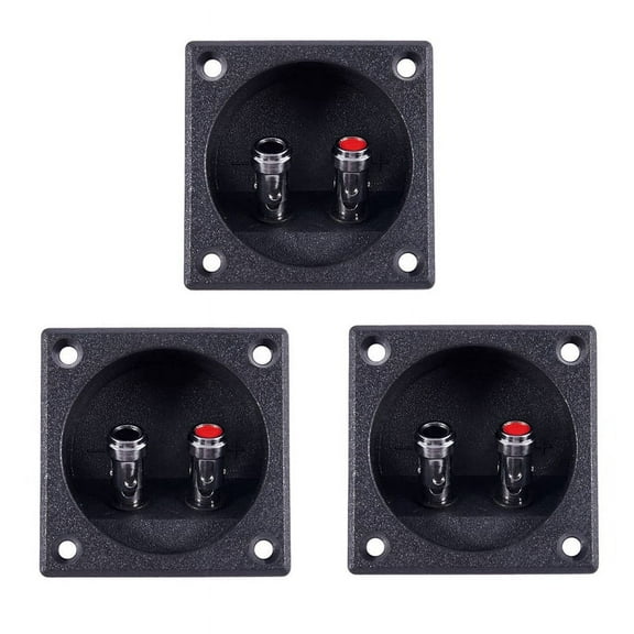 3X Square Shape Double Binding Post Type Speaker Box Terminal Cup Black,3 x Binding Post Terminal Board,Black
