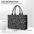 thumbnail image 3 of Large Capacity Tote Bag,Black Halloween Bats with White Handbag Fashion Luxury Tote Bag,15.7"x13"x 5.1" Inches,Laptop Compatible, 3 of 6