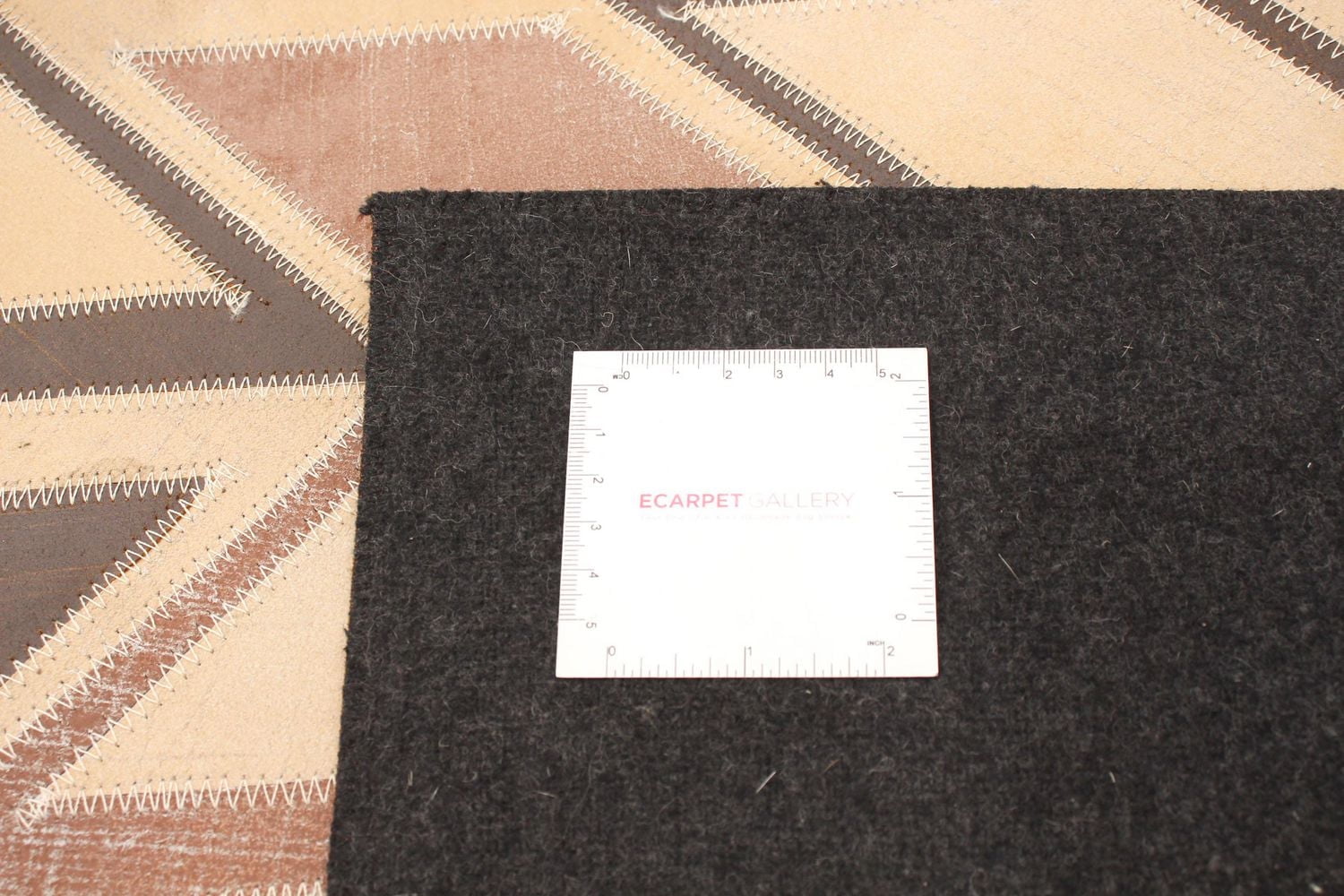 ECARPETGALLERY 4'11" x 7'10" Contemporary Cowhide Patchwork Handmade Area Rug for Living Room, Dining Room and Bedroom in Brown