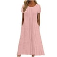 thumbnail image 2 of UVEASISHA Eyelet Summer Dresses for Women Petal Short Sleeve A Line Maxi Dress Caual Beach Vacation Dresses with Pockets Pink XXL, 2 of 7