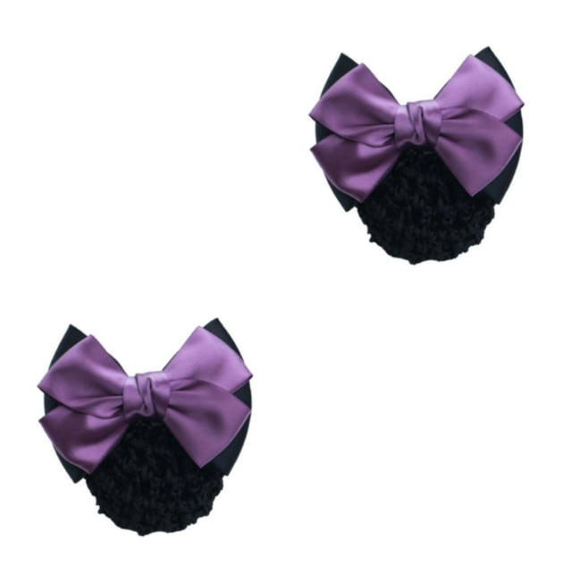 kurtrusly Wide Application Hair Accessories Bowknot Hair Clip Hairnets Easy To Wear Bow Work Hair Clips Two-Bows-purple 2Set