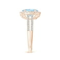 thumbnail image 3 of ANGARA Natural Oval 1.5 ct Aquamarine Split Shank Halo Ring with Diamonds in 14K Rose Gold for Women (Size-9x7mm) | March Birthstone, Anniversary, Jewelry Gift for Women | Natural Aquamarine Ring, 3 of 9