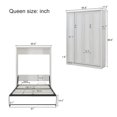 thumbnail image 2 of Queen Size Murphy Bed, Cabinet Bed Floor with 1 Side Cabinet Storage Shelf USB Ports Versatile Murphy Bed, Space-Saving Queen Size Murphy Bed, for Guest Living Room, Home Office, Rustic White, 2 of 7
