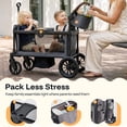 thumbnail image 2 of HARPPA Foldable Wagon Stroller for 2 Kids, Kids Wagon with Canopy, 5-Point Harness, Bench Seat, Gray, 2 of 8
