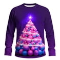 thumbnail image 3 of Feancey Big and Tall Christmas Graphic Tees for Men Fashion Xmas Tree Printed Long Sleeve Shirt Lightweight Casual Crewneck Pullover Tops Purple 4XL, 3 of 6