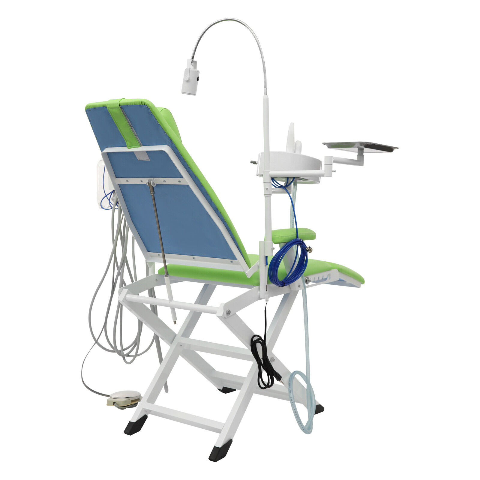 Portable Dental Chair with Tray+Spittoon+Hanging Turbine+LED Light Foldable 66.93*24.41in