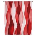 thumbnail image 2 of Red Striped Sheer Curtains 54 Inch Length, Light Filtering Voile Curtain Panel, Modern Gradient Geometric Ripple Stripes Rod Pocket Drapes Window Treatments for Living Room Bedroom 52"x54", 2 of 9
