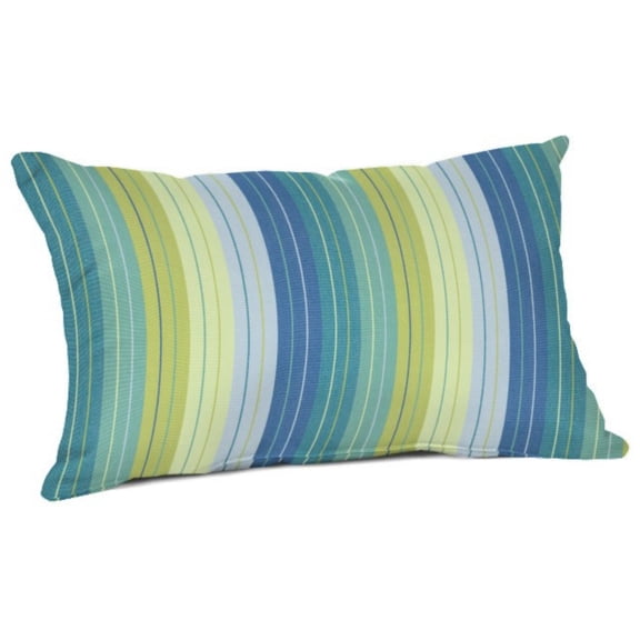 Casual Cushion Outdoor Lumbar Pillow, Striped Sunbrella Fade-Resistant for Patio Furniture & Porch Swings, 19"W x 12"L, 6" thick, Reversible, Seville Seaside