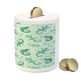 thumbnail image 3 of Reptile Piggy Bank, Exotic Lizards Chameleons Leaping Illustration Nature Reptiles, Ceramic Coin Bank Money Box for Cash Saving, 3.6" X 3.2", Green Mint, by Ambesonne, 3 of 4