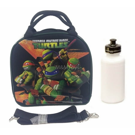 Ninja Turtle Lunch Box Bag with Shoulder Strap and Water Bottle