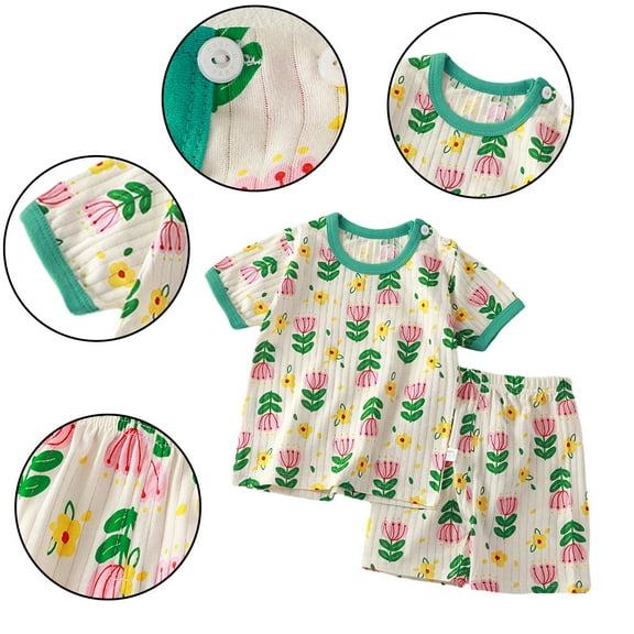 YTDSCS Toddler Kids Girls Boys Pajamas Outfit Soft Cotton Jammies Summer Crewneck Sleepwear Pjs 2PCS Set 1-6T
