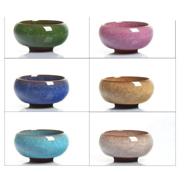 6pcs 30ml Ceramic Yixing Purple Clay Tea Service Crackle Glaze Kung Fu Tea Cup Set Travel Chinese Porcelain Teacup