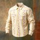 thumbnail image 1 of Ceisia Men's Loose Fit Vintage Floral Stripe Print Long Sleeve Cotton Shirt Khaki M Gifts, 1 of 3