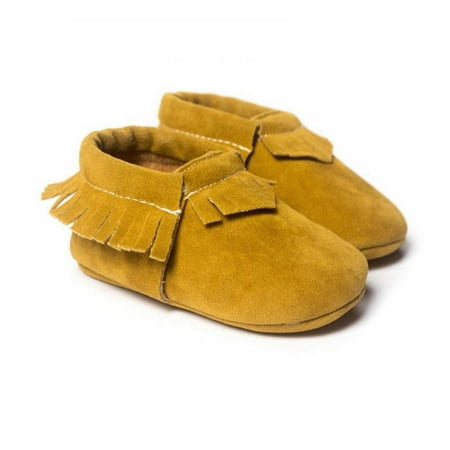 

Infant Baby Girls Boys Cozy Moccasins Slippers Tassels Suede Leather Sole Soft First Walkers Crib Shoes