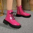 thumbnail image 6 of Xiaoxatg Fashionable Leather Round Toe Heeled Ankle Boots With Lace Up Design for Casual and Formal Wear 8 Hot Pink, 6 of 9