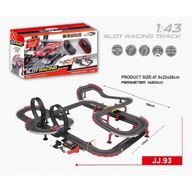 JJTOYS Stock Car Racing 143 Scale Hugh Slot Car Track For One Or Two