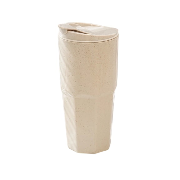 Beige Coffee Cup Outdoor Portable Water Bottle Car Travel Mug With Lid Spill Proof and Drop Resistant Plastic Mug 33.81 Ounces