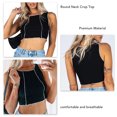 thumbnail image 3 of Cuello redondo Crop Top versátil sin mangas transpirable Racer Back Tank Tops para mujeres niñas, 3 of 8