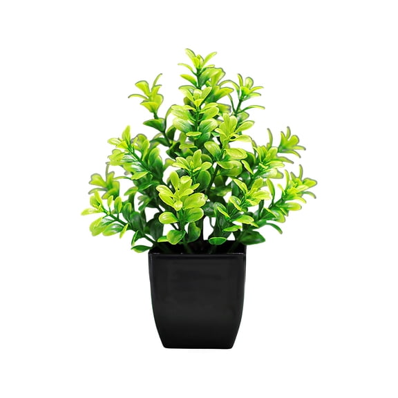 Simulation Green Plant Potted - Artificial Flower Bonsai With Flocked Leaves, For Office Farmhouse Bedroom Living Room Bathroom Kitchen Balcony, Kitchen Balcony Kitchen Balcony Coffee Table