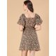 thumbnail image 5 of Vestido de cuello cuadrado con estampado floral para mujer Negro XL, 5 of 6