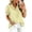 Yellow #034, variant on Womens Puff Short Sleeve Summer Shirts Striped Plaid Ruffle V Neck Button Down Tops Business Casual Work Blouses