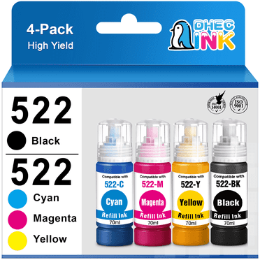 522 Ink Bottles for Epson Ink 522 for Epson 522 Ink Epson 522 Refill Bottles Ecotank Ink (4 Pack)