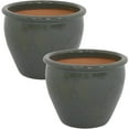 thumbnail image 3 of Sunnydaze Chalet 11.75" x 11.75" x 9.5" Round Gray Ceramic Outdoor Planter 2-Count, 3 of 13