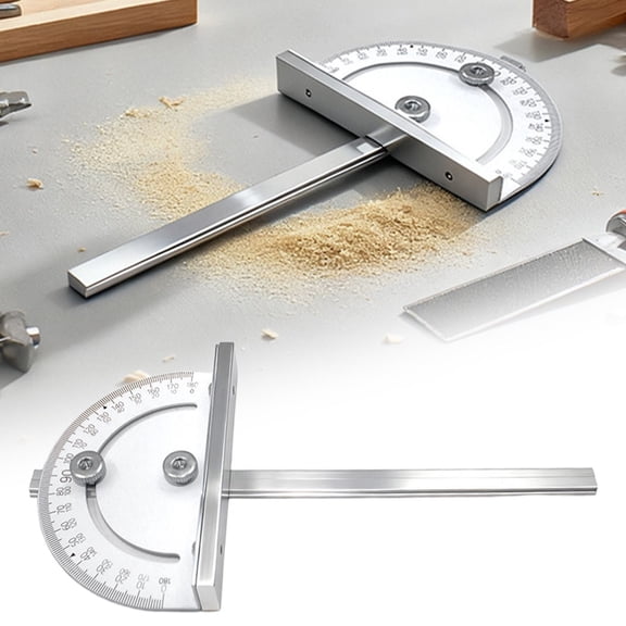 180 Woodworking Protractor, Aluminum Alloy Engraving Protractor for Carpentry, Rotatable Straight Ruler for Metalworking, Drafting and Measuring Tool