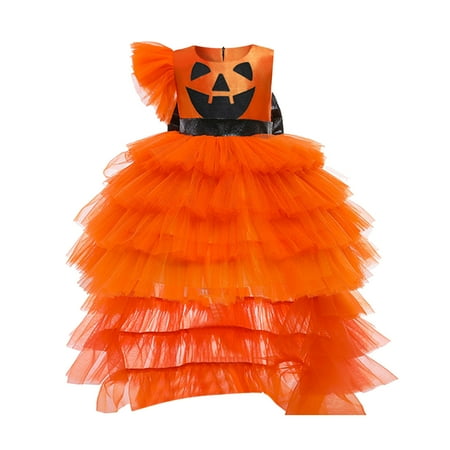 

ZMHEGW Toddler Kids Baby Girls Tutu Role Play Fancy Pumpkin Princess Dresses For Pumpkin Festival Birthday Tulle Dress Up Photo Layered Dress Casual Fashion Clothing