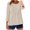 Beige, variant on Staron Women's Casual Linen Shirt Vintage Round Neck Short Sleeve Loose Blouse Tops with Decorative Buttons, Red S