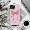 thumbnail image 5 of Cute Pink Bow iPhone Case, Girly Ribbon & Heart Design Protective Cover, Kawaii Pastel Aesthetic Phone Case for iPhone 16 15 14 13 12 11 Pro Max Plus Mini, 5 of 6