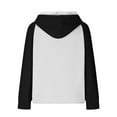 thumbnail image 4 of Women's Waffle Hoodies Fashion Color Block Sweatshirts Drawstring Raglan Hooded Sweaters Fall Winter Long Sleeve Hoody Jacket Outwears Tops with Pocket, 4 of 5