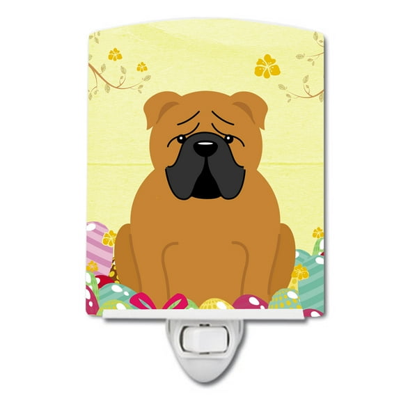 Caroline's Treasures BB6122CNL Easter Eggs English Bulldog Red Ceramic Night Light, 6x4x3", multicolor