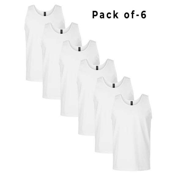 Gildan - Tank tops for Men White Tank Undershirts Super Value Cotton Pack 6 – Size Small