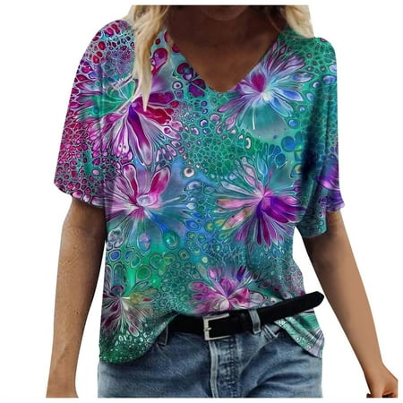 

Luiyenes V Neck T Shirts for Women Short Sleeve Short Sleeve V Neck Scrub Top
