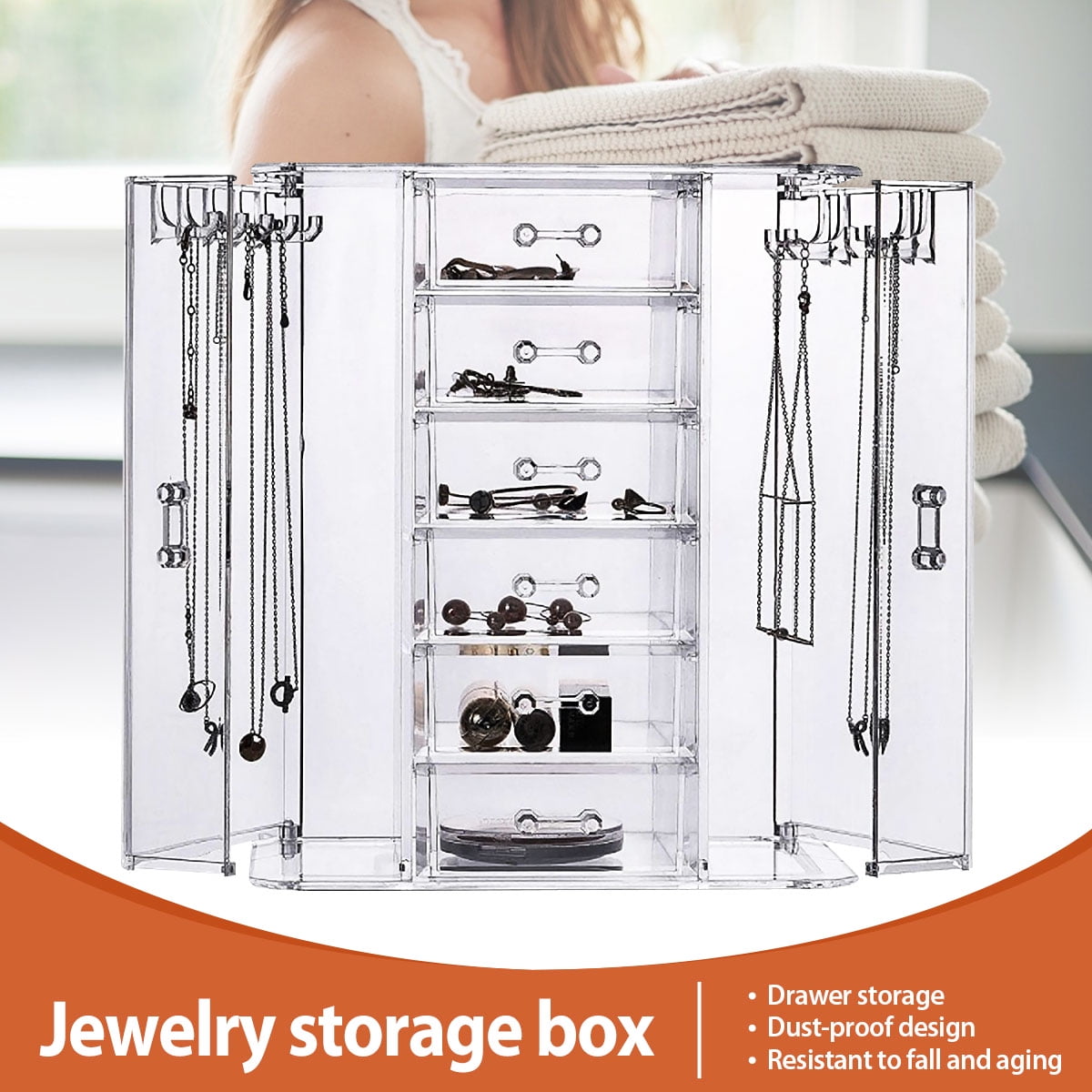 Acrylic Earrings Jewelry Storage Box Display Drawers Rack Holder