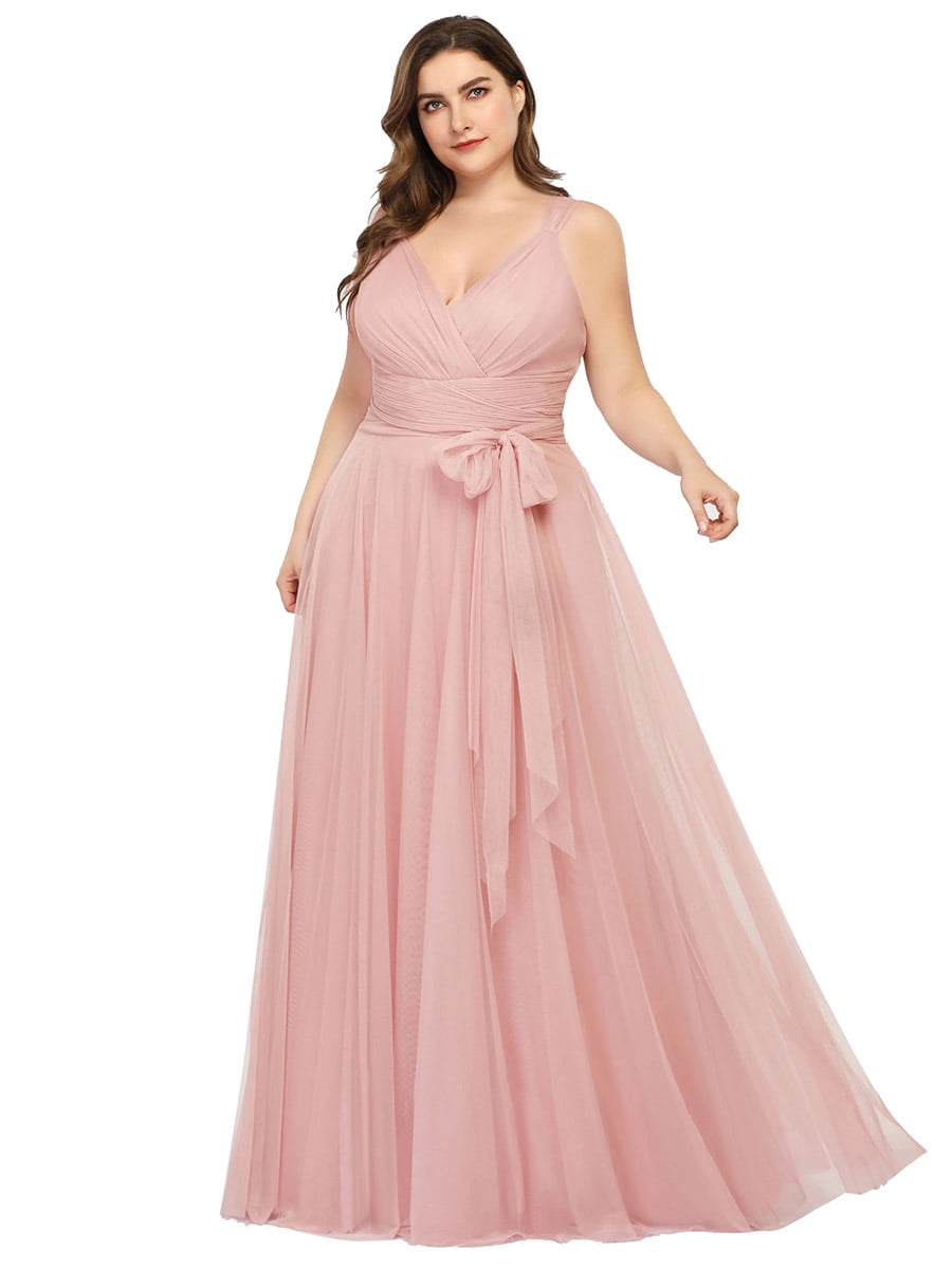 plus size blush long dress