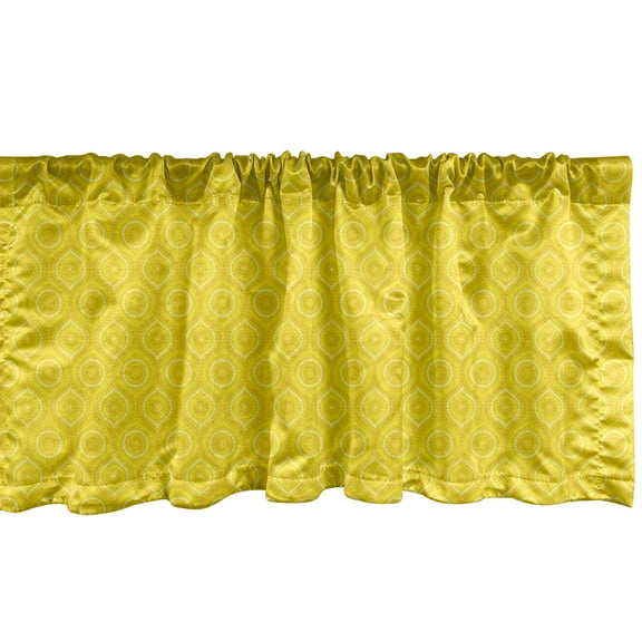 Ambesonne Aboriginal Window Valance, Yellow Monochrome Motif, 54" X 12", Yellow Mustard