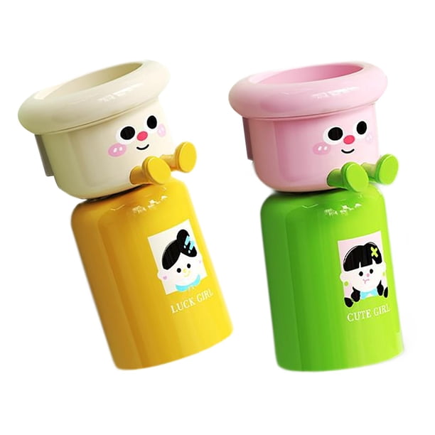 Vaso y soporte para cepillo de dientes, soporte para vaso de lavado, estante decorativo a prueba de polvo para enjuague bucal, organizador colgante de 2 piezas Verde Amarillo