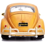 Volkswagen Beetle Weathered Yellow with Robot on Chassis and Charlie Diecast Figurine Bumblebee (2018) Movie (Transformers Series) Hollywood Rides Series 1 24 Diecast Model Car by